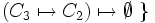 \left( C_3 \mapsto C_2 \right) \mapsto \emptyset  \ \}