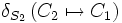 \delta_{S_2}\left( C_2 \mapsto C_1 \right)