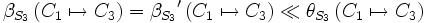 \beta_{S_3} \left( C_1 \mapsto C_3 \right)   = {\beta_{S_3}}^\prime \left( C_1 \mapsto C_3 \right)     \ll  \theta_{S_3} \left( C_1 \mapsto C_3 \right)