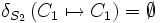\delta_{S_2}\left( C_1 \mapsto C_1 \right) = \emptyset