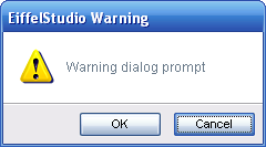 Warning dialog prompt with a cancel button