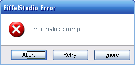Error dialog prompt with Abort, Retry and Ignore buttons